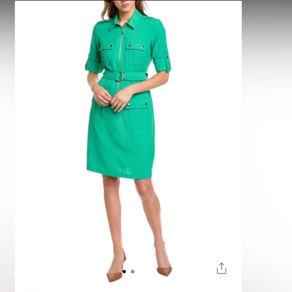 Sharagano Front Zip Sheath Dress Size 4 NEW